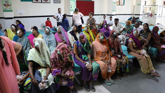 Patients waiting in a surgery in Bhopal, India