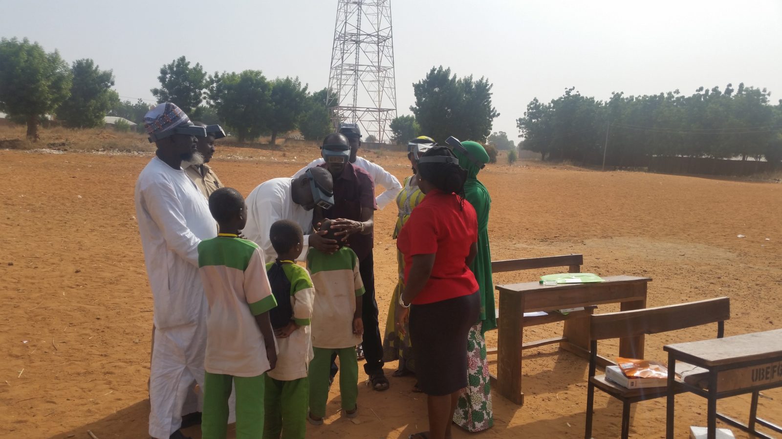Children are checked for trachoma
